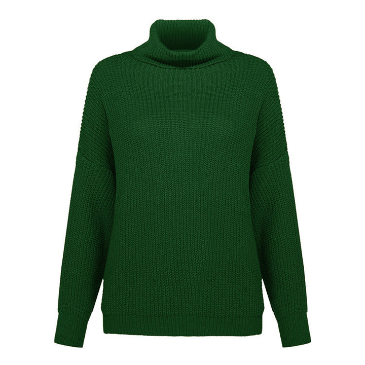 Dame groft strikpullover med kravefri design og afslappet snit Stilla