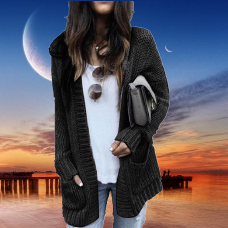 Kvinders chunky strik cardigan med praktiske lommer og åben front Stilla