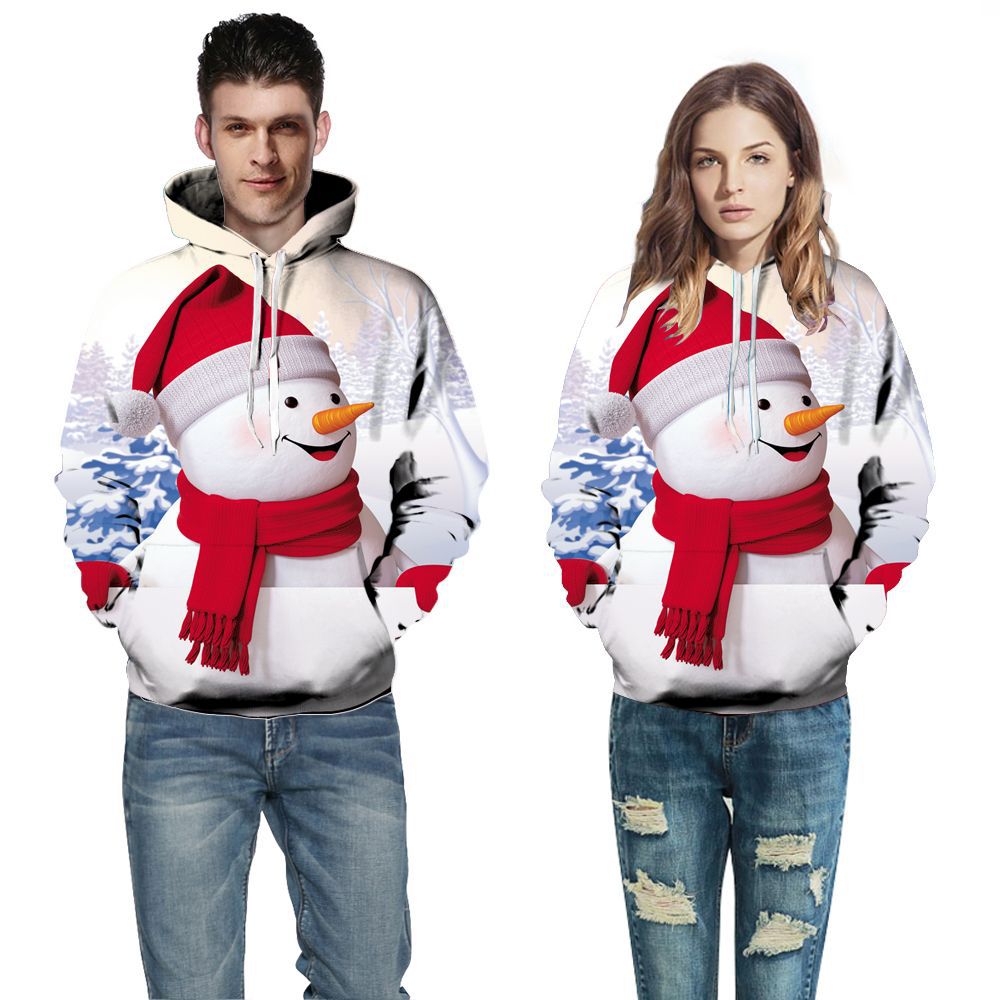 Unisex Hættetrøje med sødt snemandsmotiv og blødt fleece Stilla