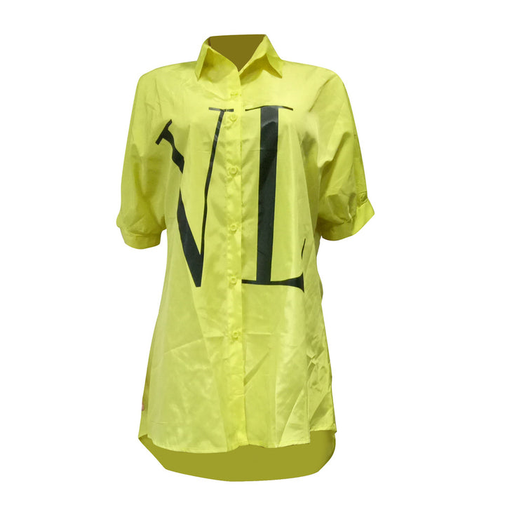 Dame Oversized Skjorte med moderne Logo-Design Stilla