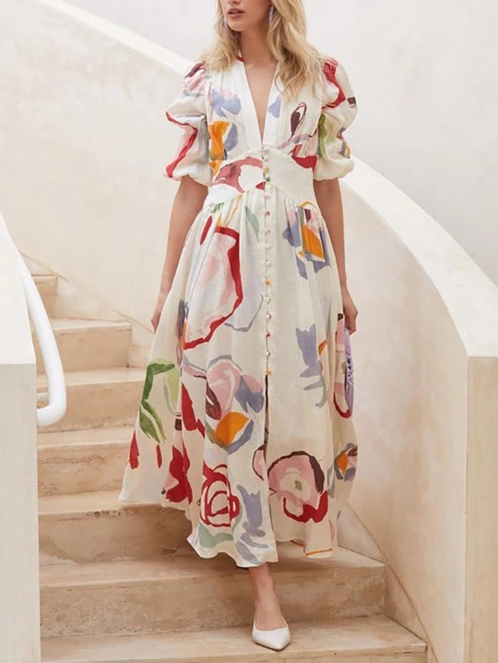 Dame Floral-Print-Maxikjole Stilla
