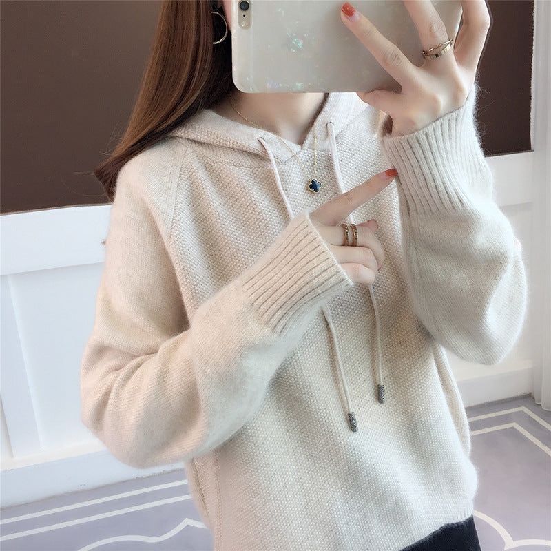 Femme Casual Strik Hoodie Pullover Stilla