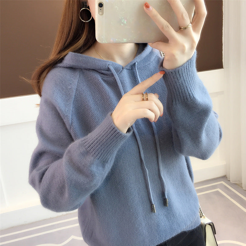 Femme Casual Strik Hoodie Pullover Stilla
