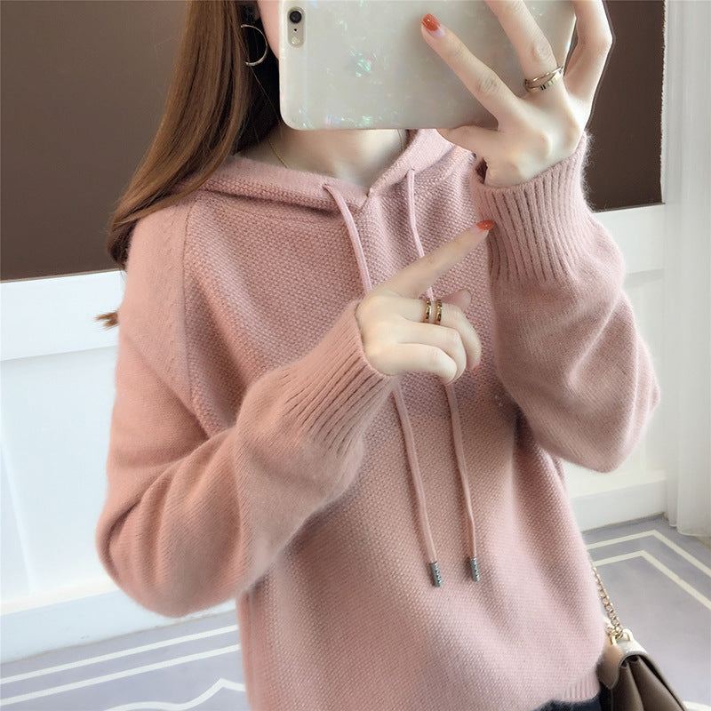 Femme Casual Strik Hoodie Pullover Stilla