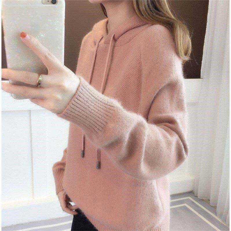 Femme Casual Strik Hoodie Pullover Stilla