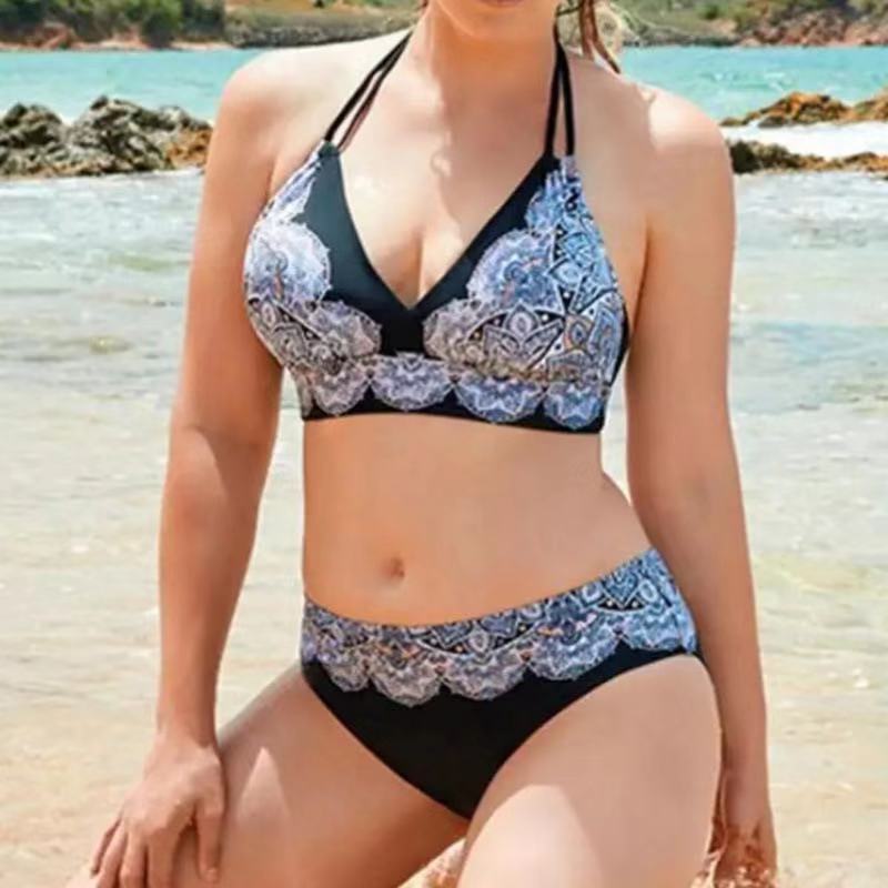 Dame triangel-bikini med kontrasterende designs Skovae