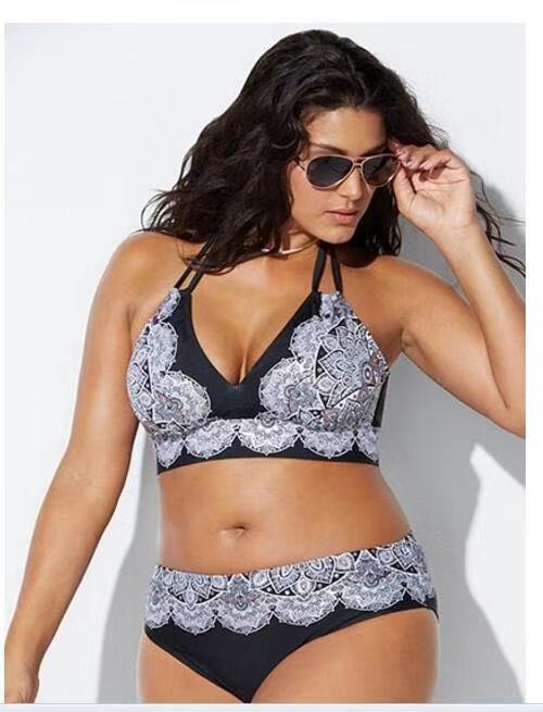 Dame triangel-bikini med kontrasterende designs Skovae