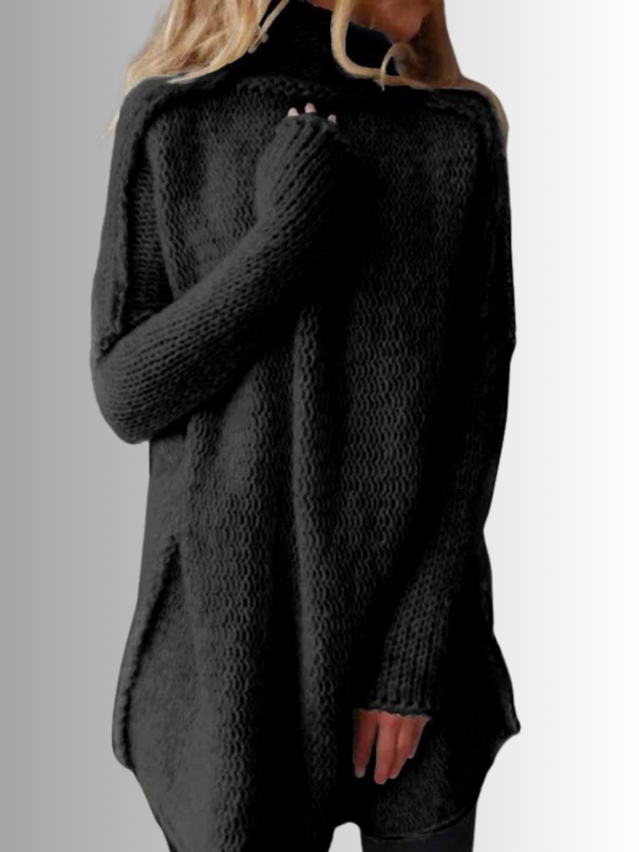 Stilla | Stilfuld Lang Sweater med Høj Hals