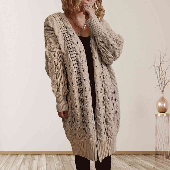 Stilla | Strik Åben Front Nedsat Skulder Cardigan