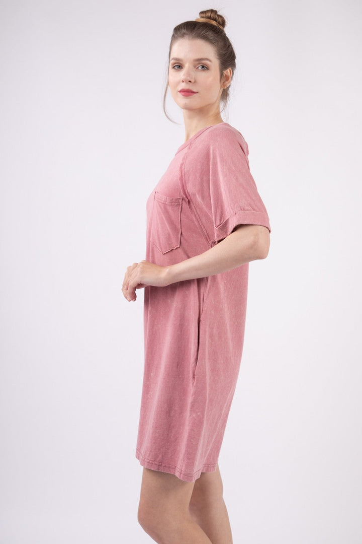 Stilla | J Vasket Rund Hals Mini Tee Kjole