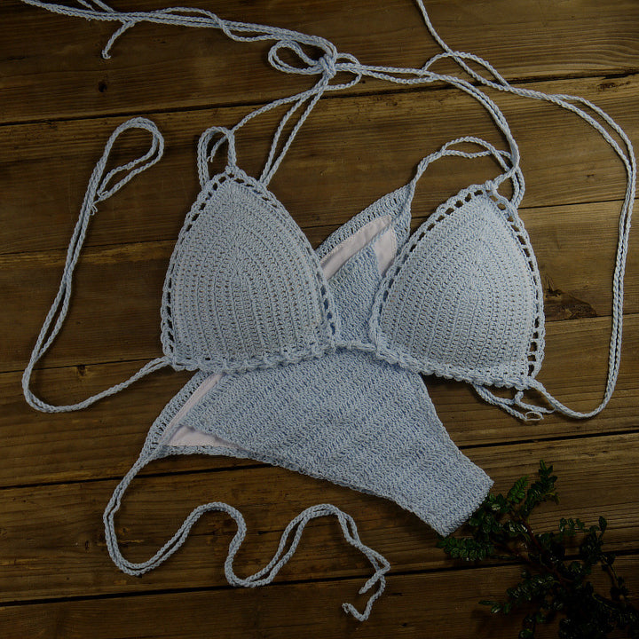 Dame triangel-bikini med hæklede detaljer Stilla