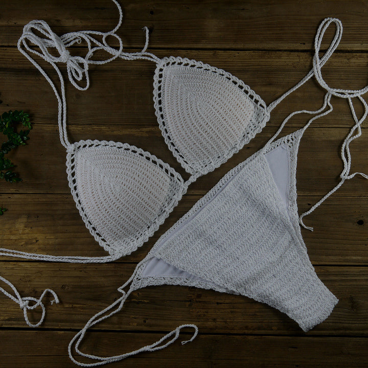 Dame triangel-bikini med hæklede detaljer Stilla
