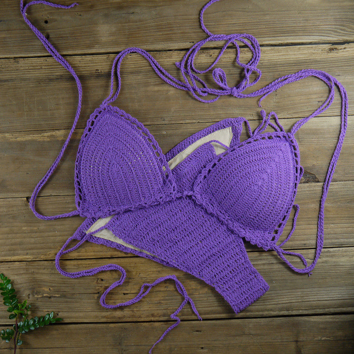 Dame triangel-bikini med hæklede detaljer Stilla