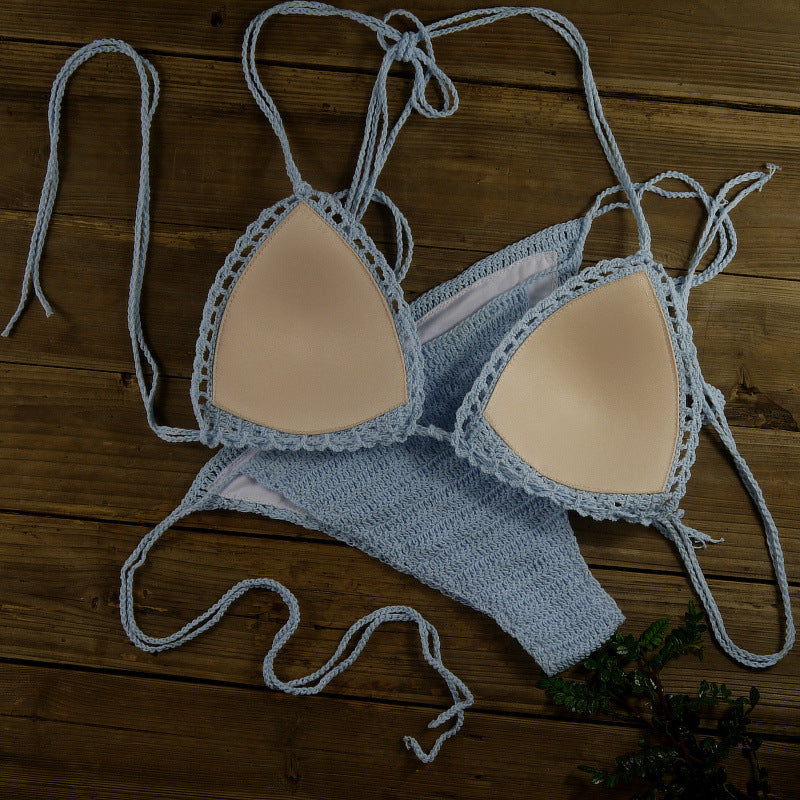 Dame triangel-bikini med hæklede detaljer Stilla