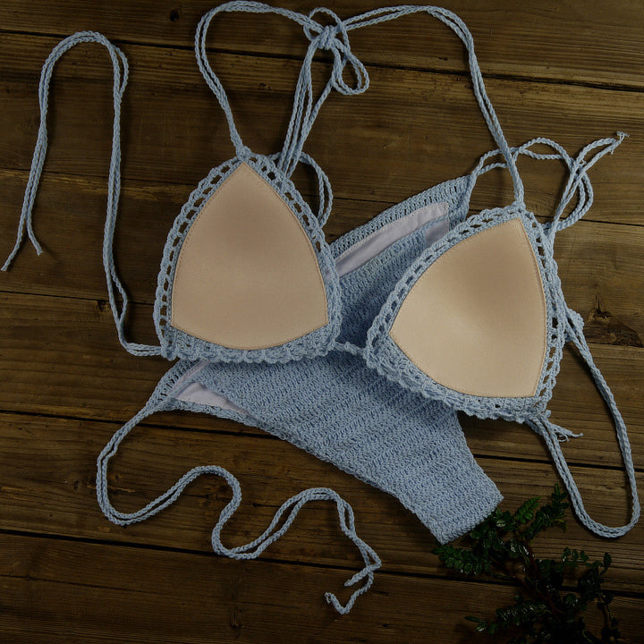 Dame triangel-bikini med hæklede detaljer Stilla