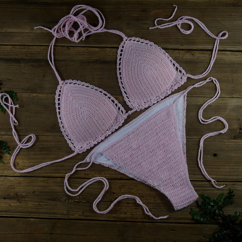 Dame triangel-bikini med hæklede detaljer Stilla