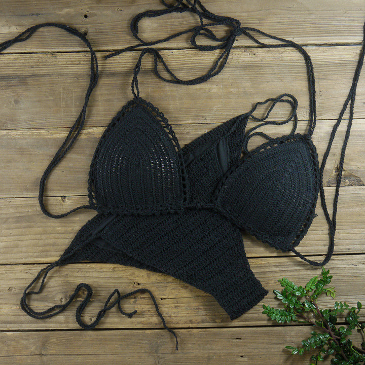 Dame triangel-bikini med hæklede detaljer Stilla