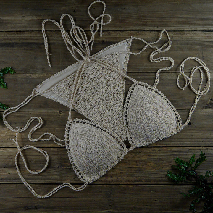Dame triangel-bikini med hæklede detaljer Stilla