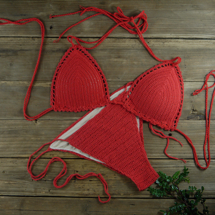 Dame triangel-bikini med hæklede detaljer Stilla