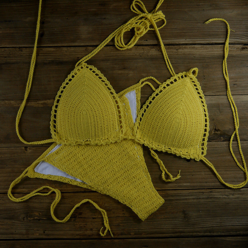 Dame triangel-bikini med hæklede detaljer Stilla
