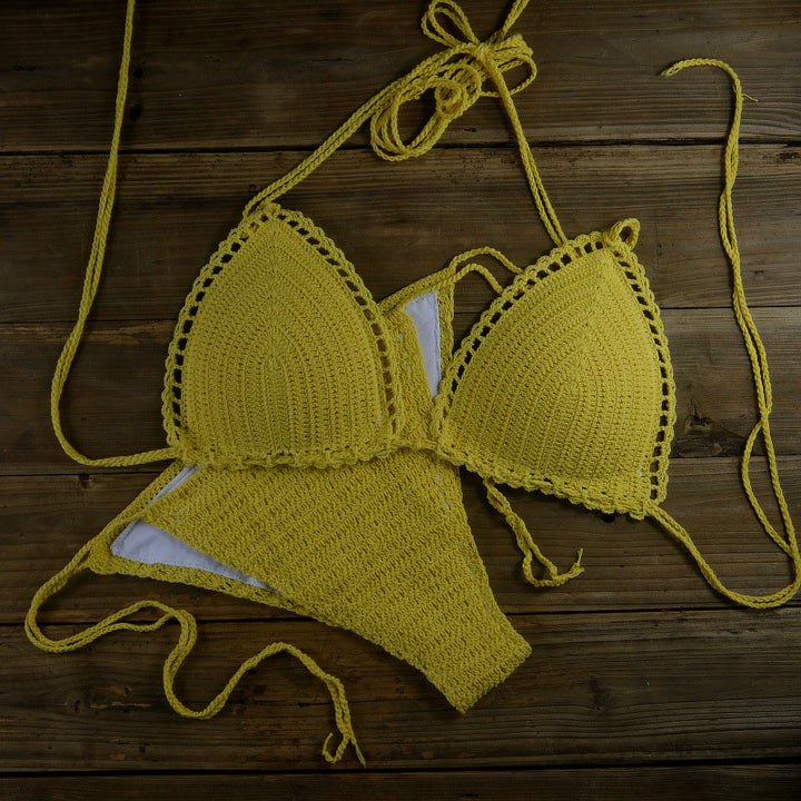 Dame triangel-bikini med hæklede detaljer Stilla