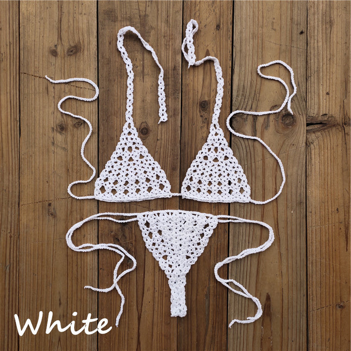 Dame Hæklet Bikini-Sæt med minimalistisk detaljebehandling Stilla