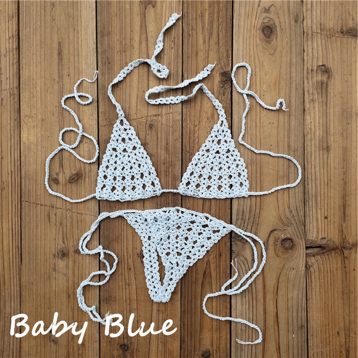 Dame Hæklet Bikini-Sæt med minimalistisk detaljebehandling Stilla