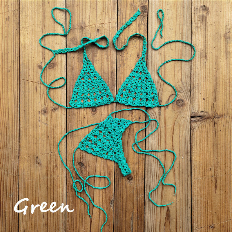 Dame Hæklet Bikini-Sæt med minimalistisk detaljebehandling Stilla