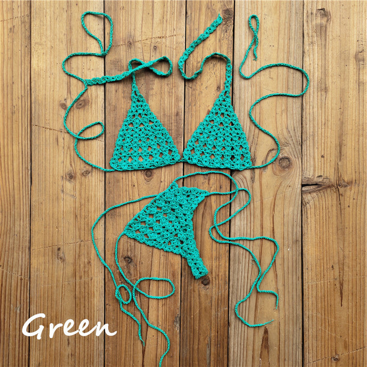 Dame Hæklet Bikini-Sæt med minimalistisk detaljebehandling Stilla