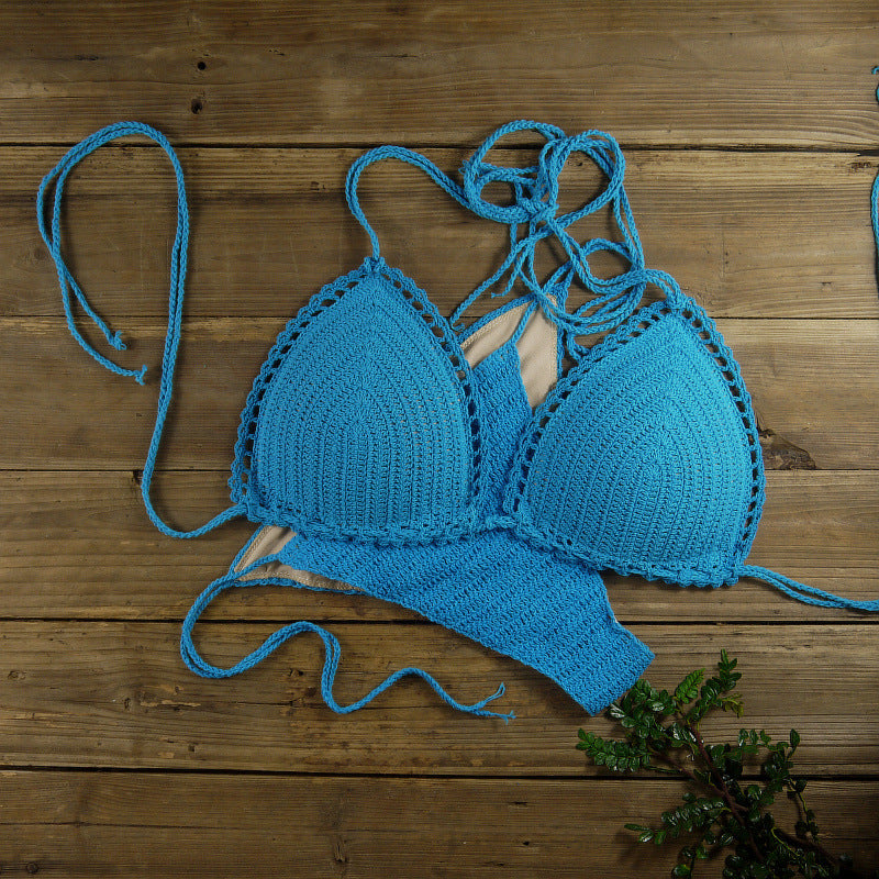 Dame triangel-bikini med hæklede detaljer Stilla