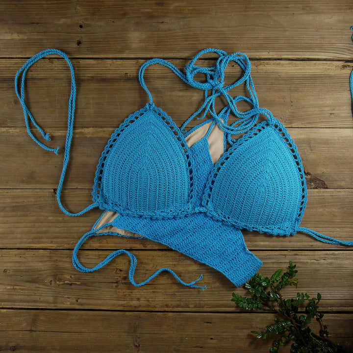 Dame triangel-bikini med hæklede detaljer Stilla
