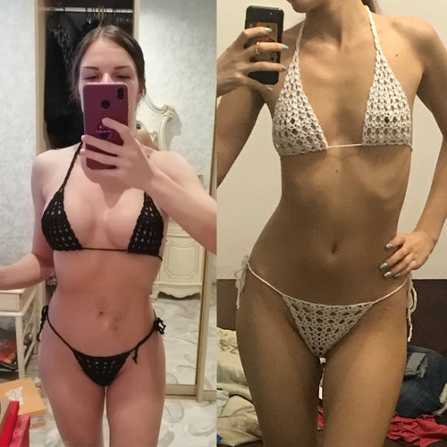 Dame Hæklet Bikini-Sæt med minimalistisk detaljebehandling Stilla
