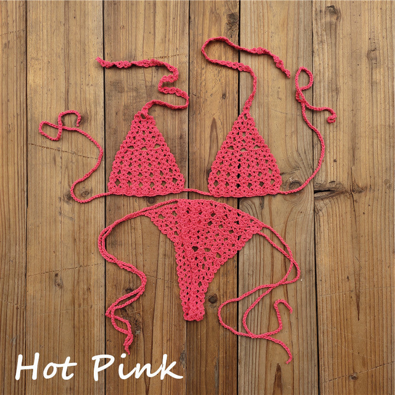 Dame Hæklet Bikini-Sæt med minimalistisk detaljebehandling Stilla
