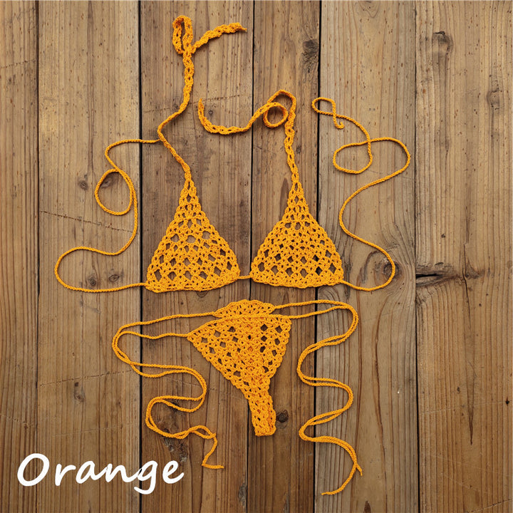 Dame Hæklet Bikini-Sæt med minimalistisk detaljebehandling Stilla