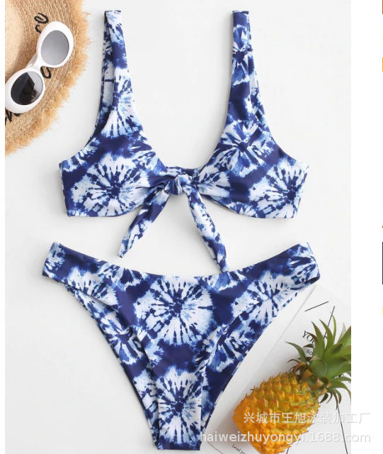 Dame Bikini-sæt med trendy knude-design og farverigt ombre-effekt Stilla