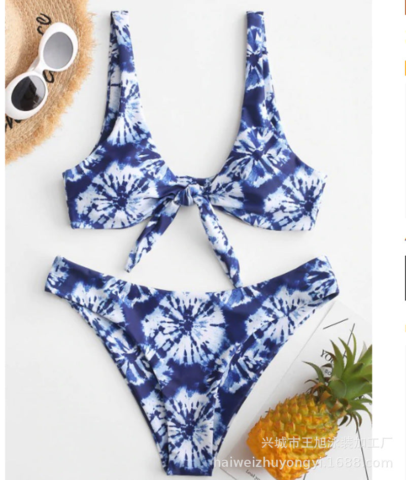 Dame Bikini-sæt med trendy knude-design og farverigt ombre-effekt Stilla