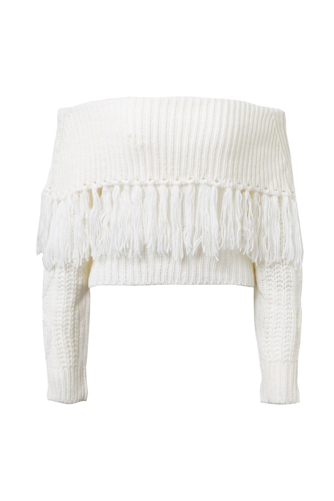 Dame Off-Shoulder Pullover med frynse-detalje Stilla