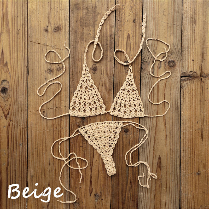 Dame Hæklet Bikini-Sæt med minimalistisk detaljebehandling Stilla