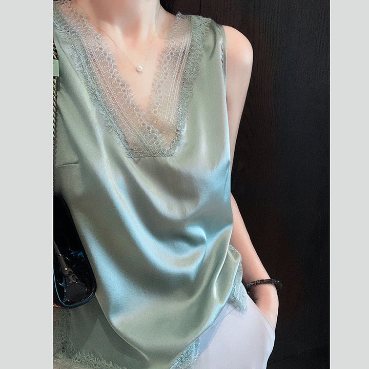 Dame elegant bluse med spidse accenter og V-udskæring Stilla