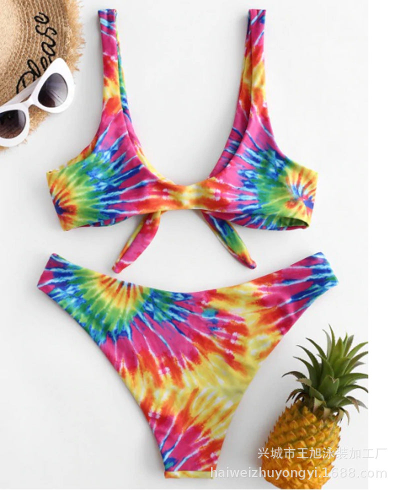 Dame Bikini-sæt med trendy knude-design og farverigt ombre-effekt Stilla