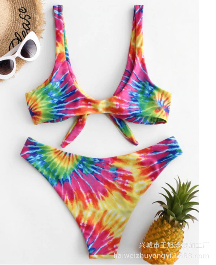 Dame Bikini-sæt med trendy knude-design og farverigt ombre-effekt Stilla