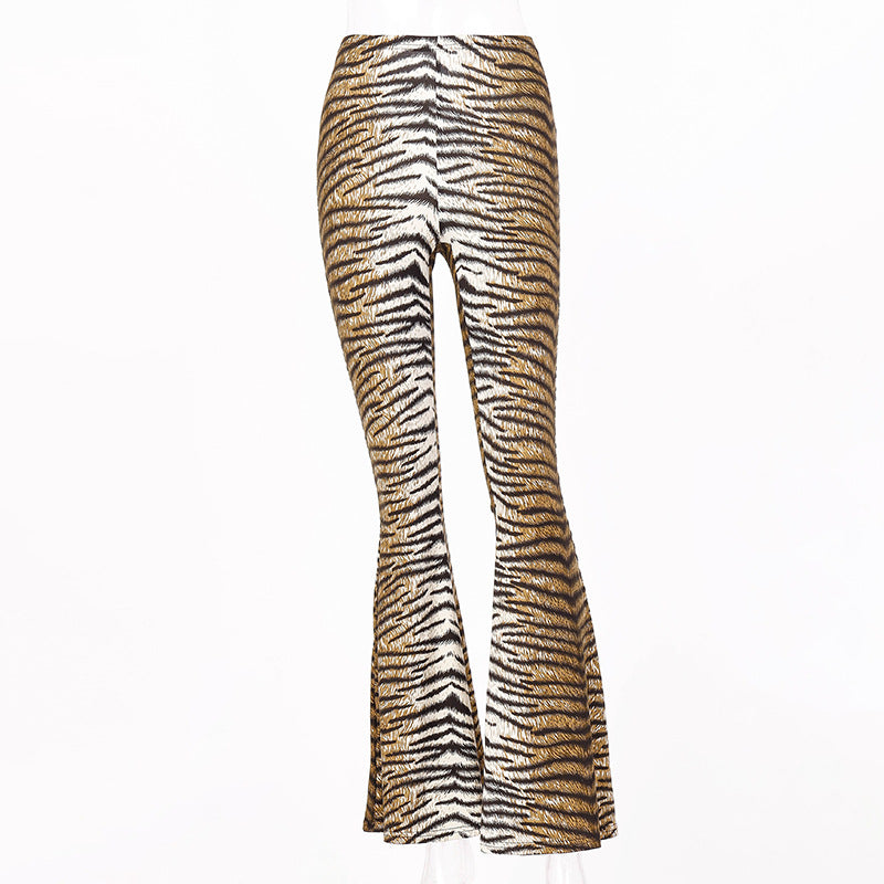 Dame Flared Leggings i leopardmønster med høj talje og elastisk stof Stilla