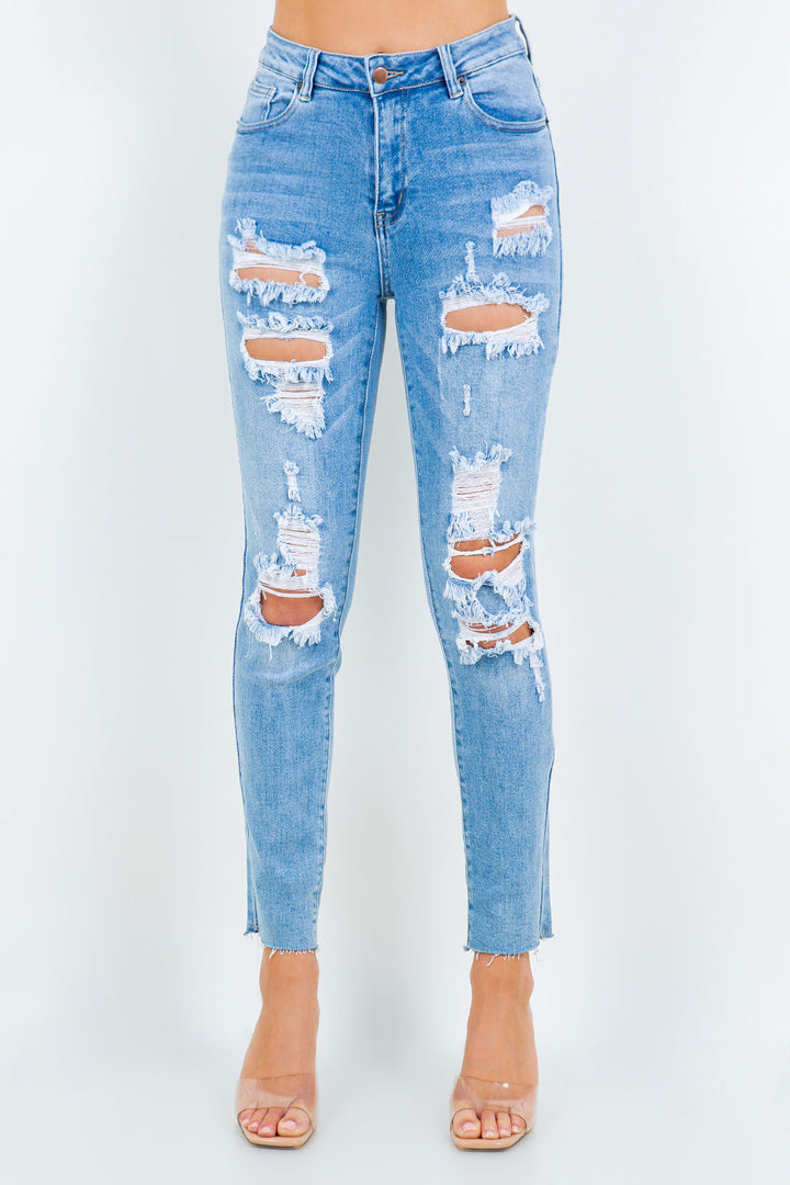 Stilla | Bazi Høj Talje Ødelagte Jeans