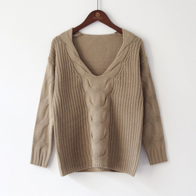 Kvinders chunky strikpullover med off-shoulder look og kabeldesign Stilla