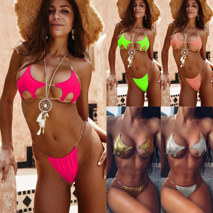 Dame Cut-Out Bikini med gennemsigtige stropper Skovae