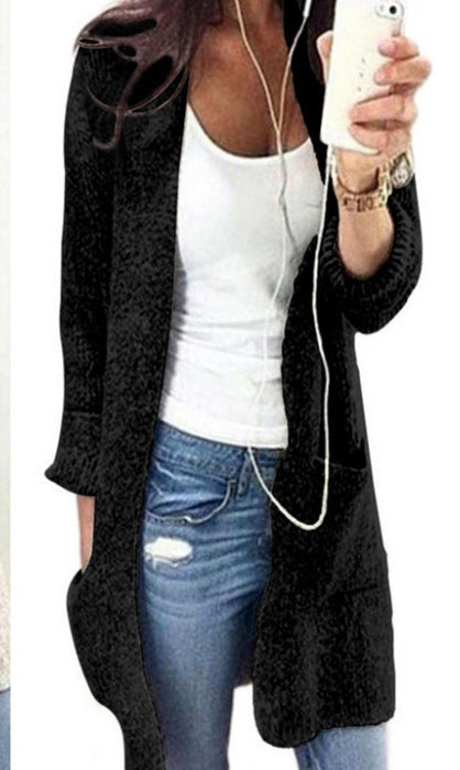 Dame chunky strik cardigan med rummelige lommer og afslappet design Stilla