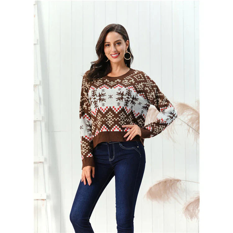 Stilla | Sweater Uldblanding Afslappet Fit Mønstret Design Ribkant