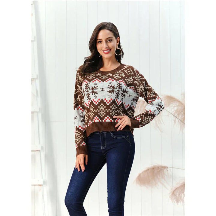 Stilla | Sweater Uldblanding Afslappet Fit Mønstret Design Ribkant