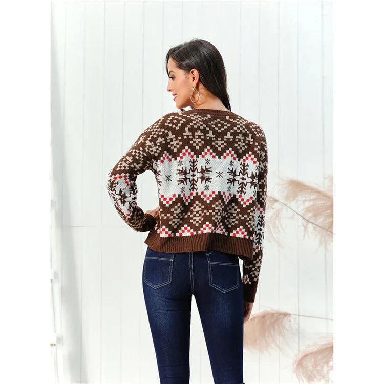 Stilla | Sweater Uldblanding Afslappet Fit Mønstret Design Ribkant
