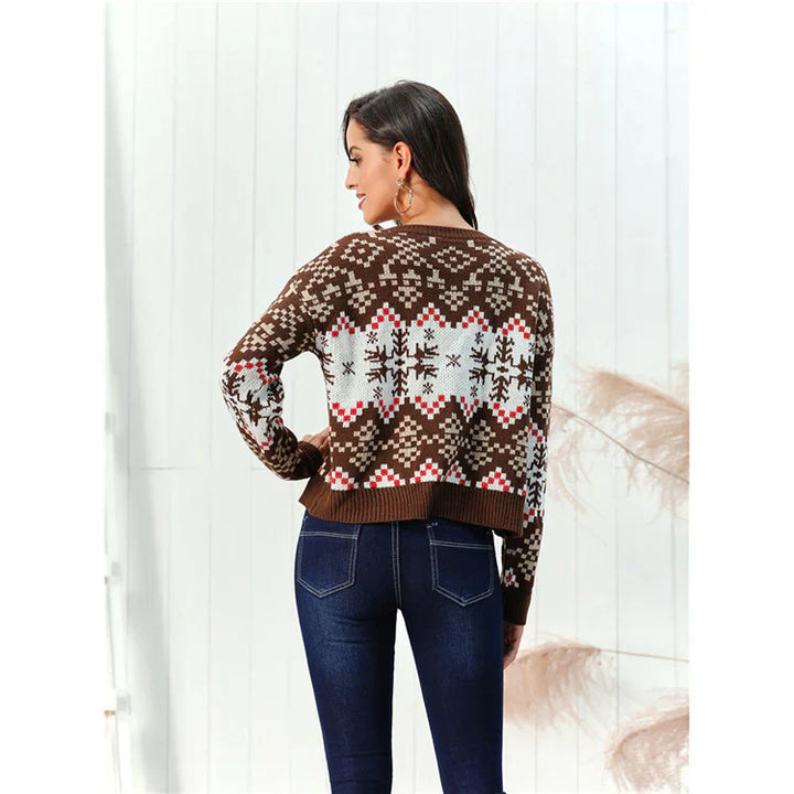 Stilla | Sweater Uldblanding Afslappet Fit Mønstret Design Ribkant